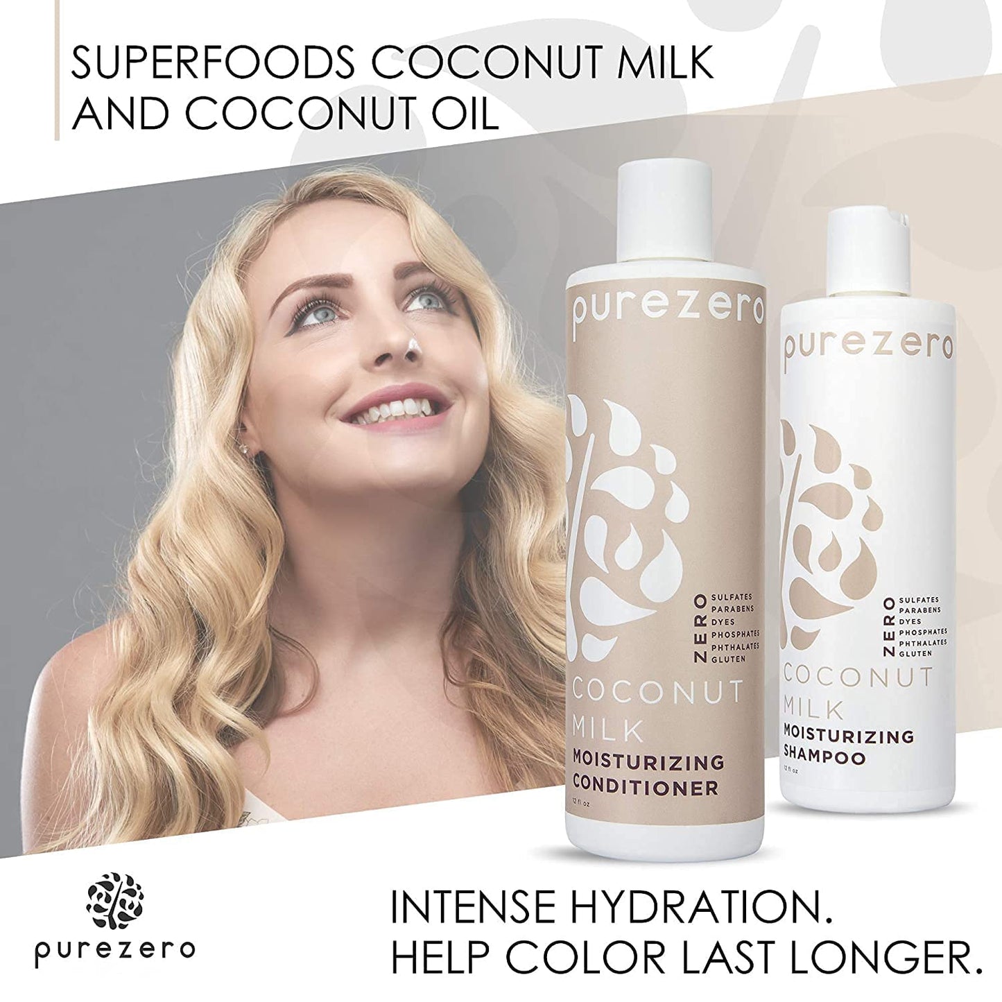 Purezero 20 Oz Value Pack Coconut Milk Shampoo & Conditioner Set, Bulk Pack, Intense Hydration & Increase Shine, Fight Dandruff & Frizz, Zero Beauty & Personal Care Purezero