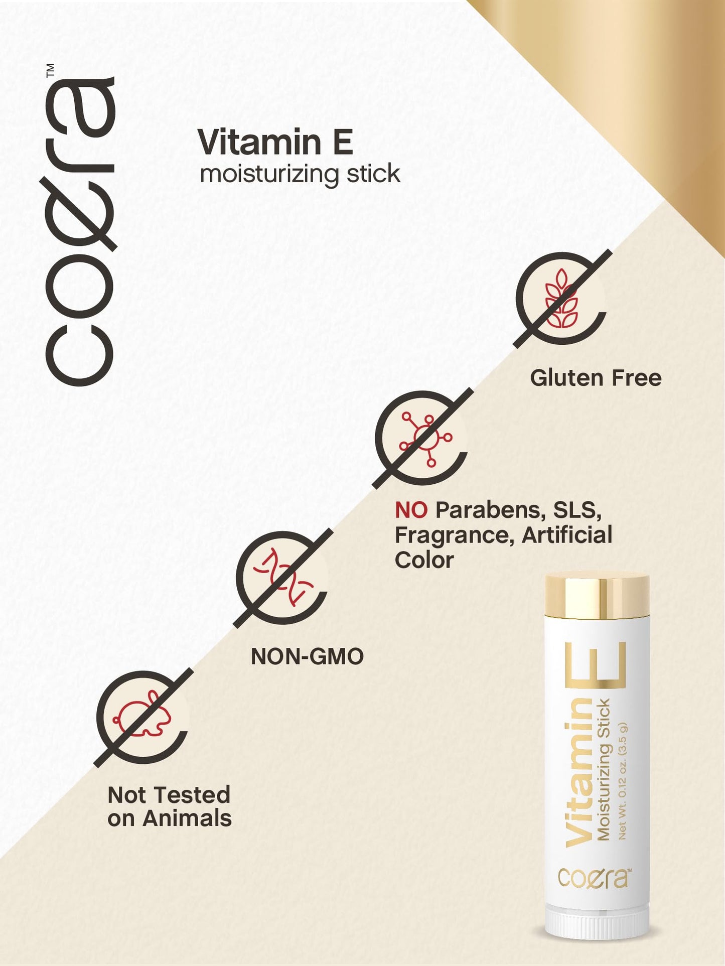 Coera Vitamin E Moisturizing Stick for Lips | .12 oz (2 Pack) | Hydrating & Nourishing Moisturizer | Free of Parabens, SLS & Fragrances Beauty & Personal Care Coera