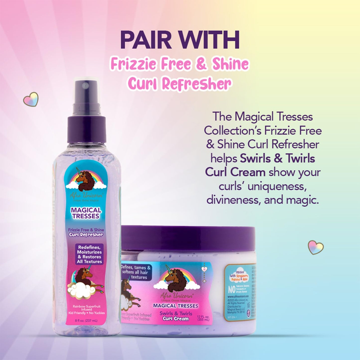 MAGICAL TRESSES’ by Afro Unicorn - Swirls & Twirls Curl Cream - Defining Hair Care for All Curl Textures, 12 fl oz Beauty & Personal Care MAGICAL TRESSES