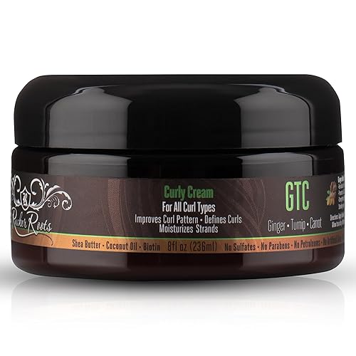 Rucker Roots GTC Curly Cream |Moisturizes Strands| Improves Curl Pattern| Defines Curls| Ginger, Turnip, Carrot Root Oils| All Curl Types Beauty & Personal Care Rucker Roots