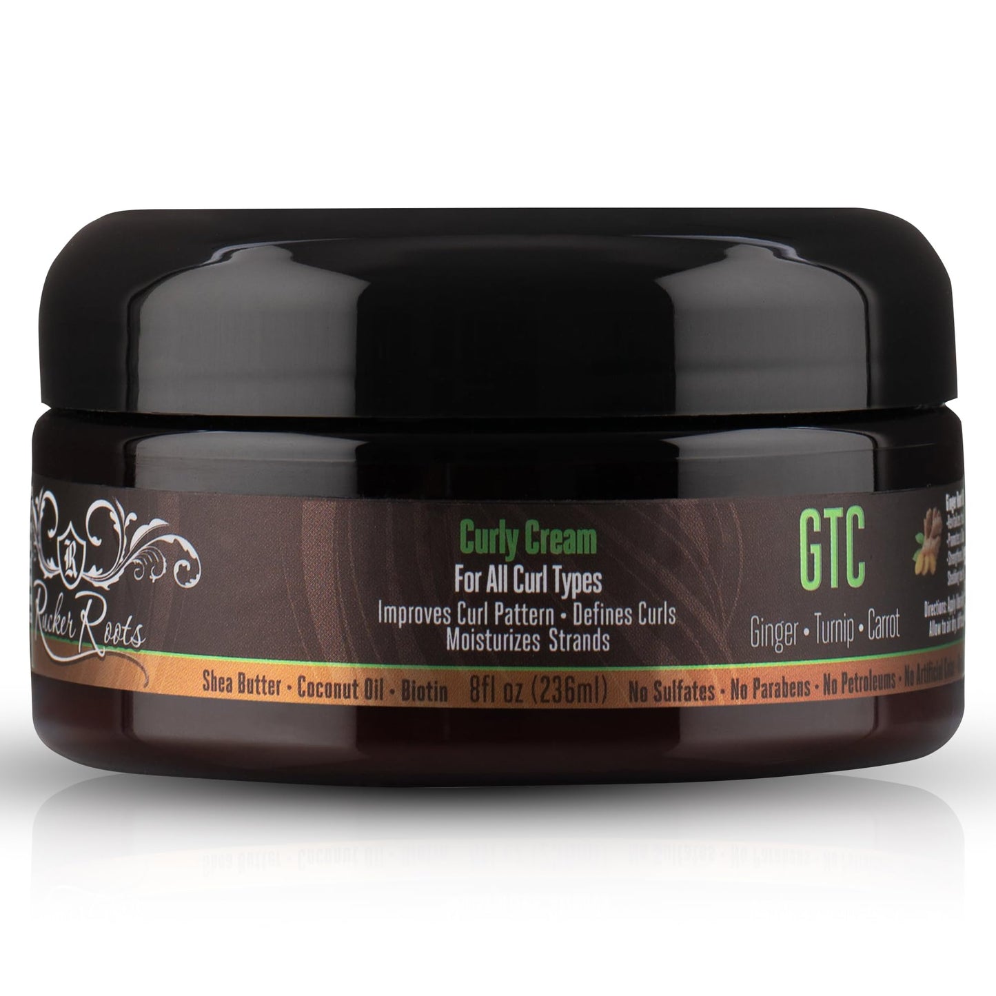 Rucker Roots GTC Curly Cream |Moisturizes Strands| Improves Curl Pattern| Defines Curls| Ginger, Turnip, Carrot Root Oils| All Curl Types Beauty & Personal Care Rucker Roots