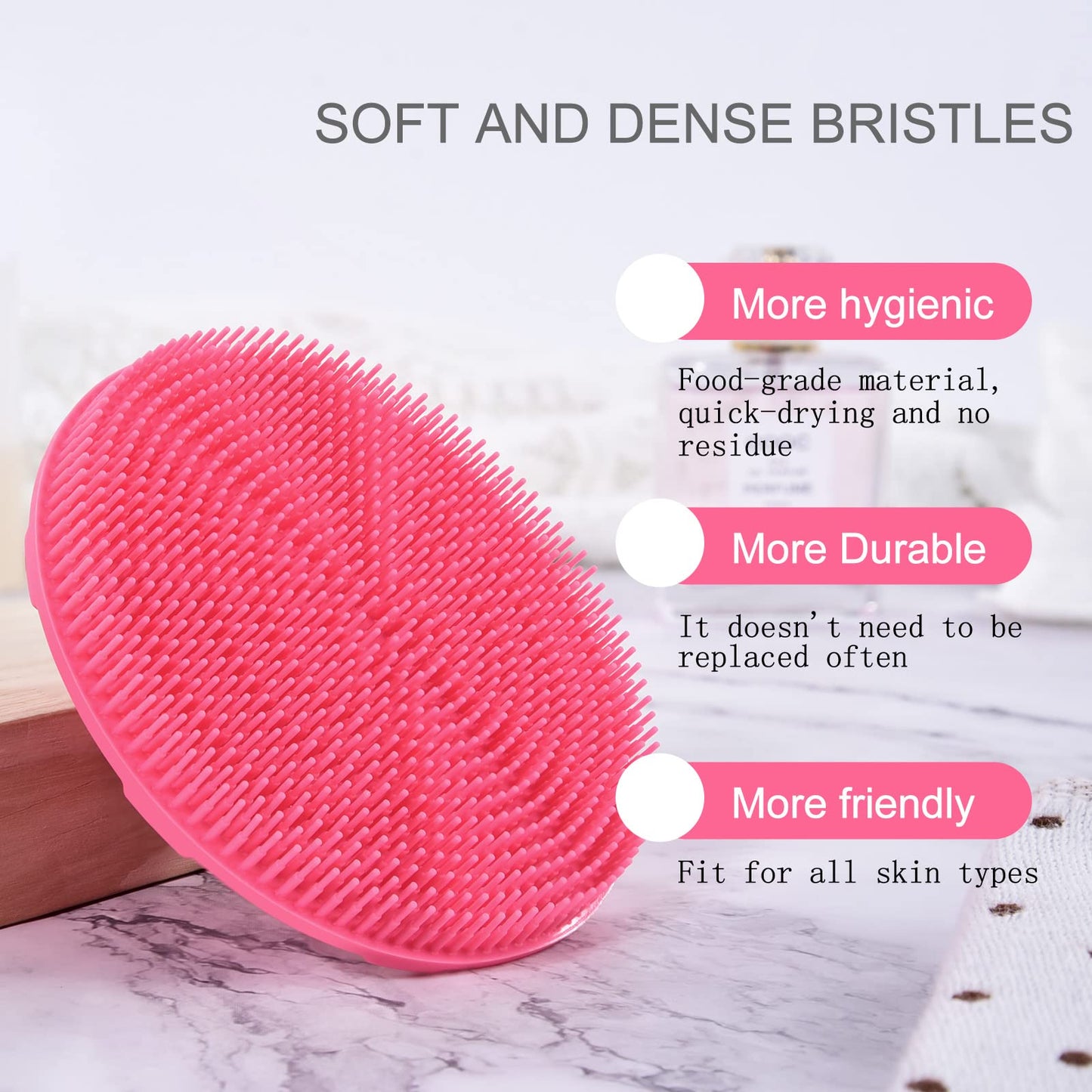 INNERNEED Food-Grade Soft Silicone Body Scrubber Shower Brush Handheld Cleansing Skin Brush, Gentle Exfoliating and Lather Well (Pink) Beauty and Personal Care INNERNEED