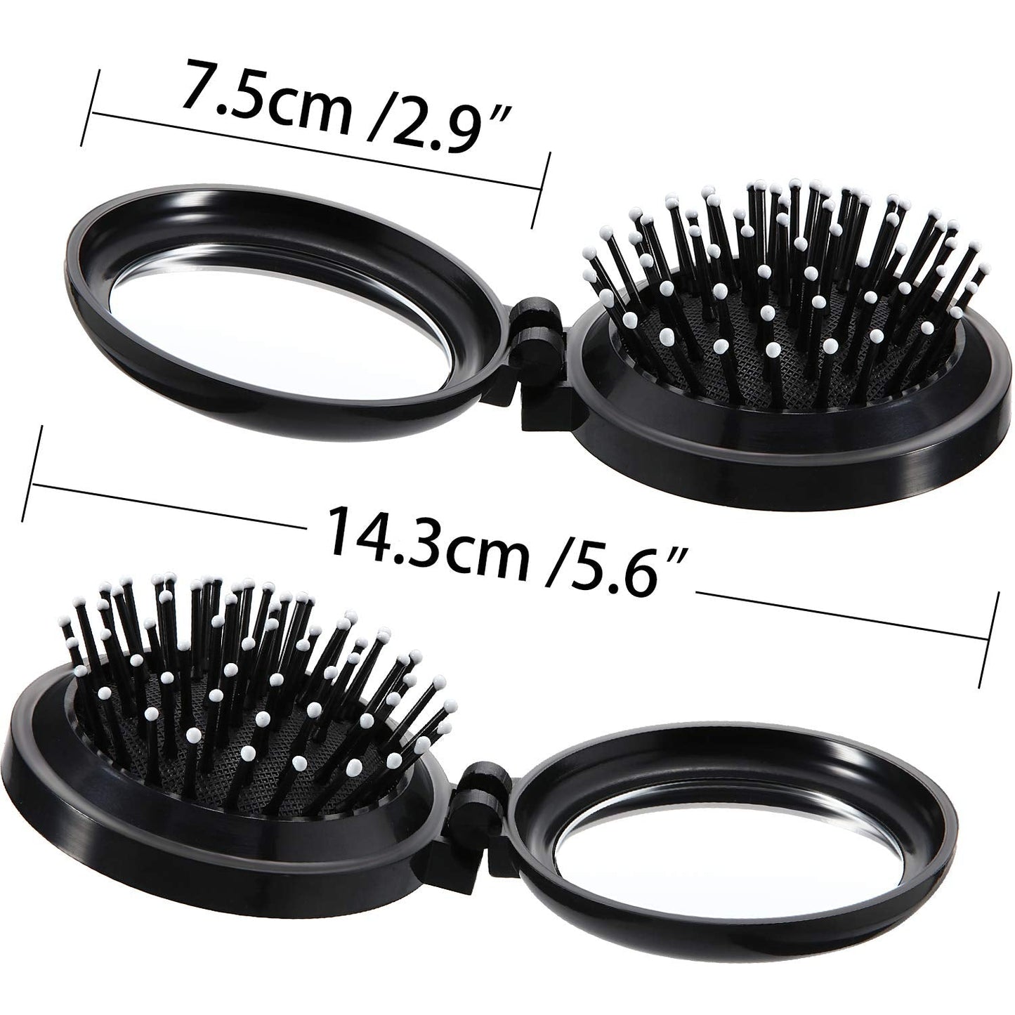Boao 2 Pack Foldable Travel Mirror Hair Brushes Round Portable Folding Pocket Hair Brush Mini Comb Compact Travel Size Massage Comb for Men Beauty & Personal Care Boao