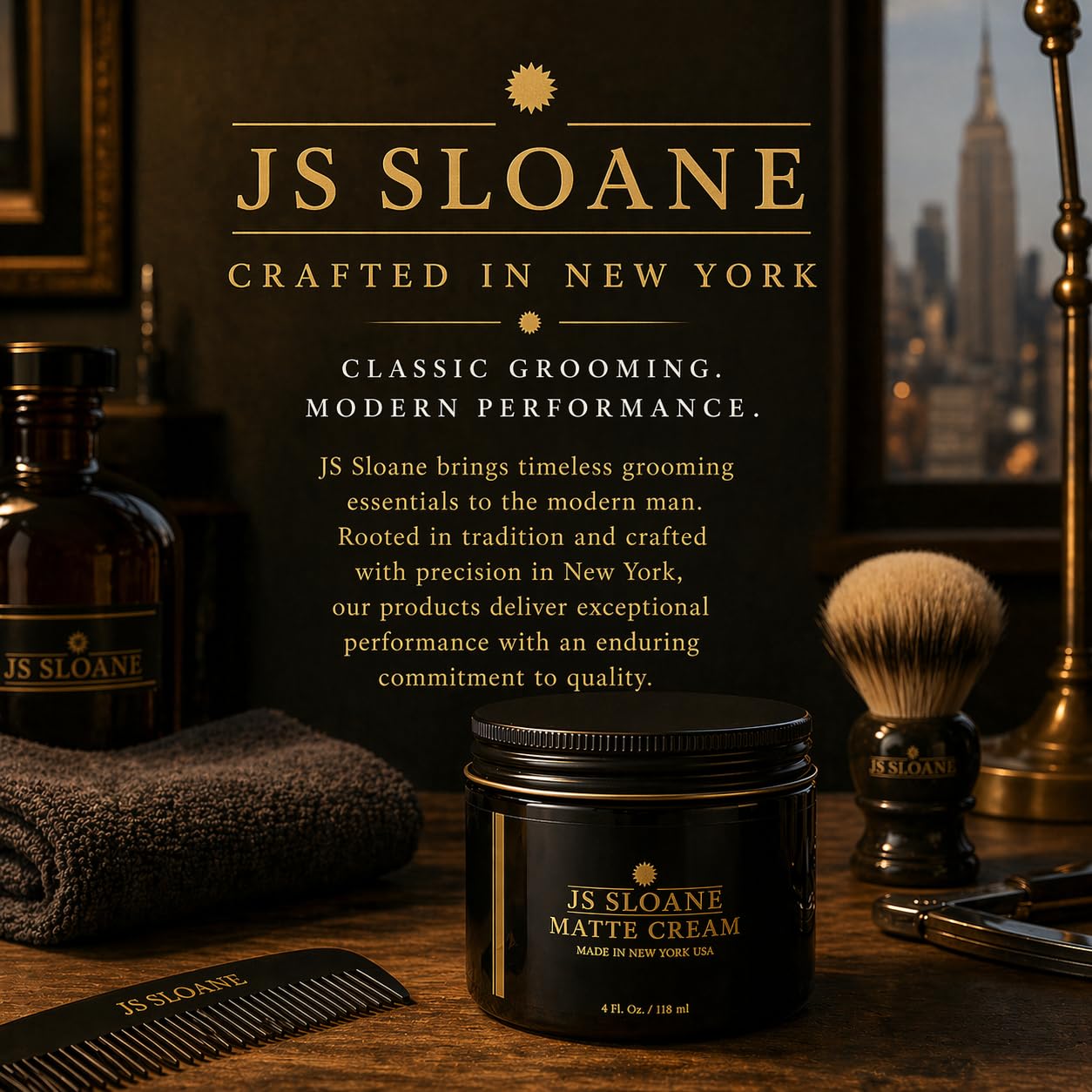JS Sloane Matte Cream for Men - Water-Soluble Hair Styling Cream, Natural Matte Finish, Light to Medium Hold, Texturizing Grooming Product Beauty & Personal Care JS Sloane