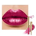 Depuplum Plum Metallic Lipstick and Lip Liner Combo Makeup 2-in-1 Shimmer Glitter Lipsticks for Women Metallic Lip Gloss Stain Burgundy Long Lasting Beauty & Personal Care Depuplum