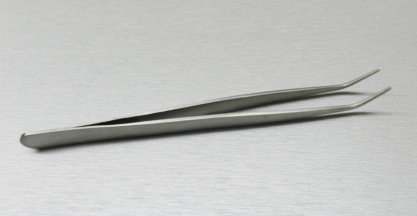 Tweezers Bent Tip Tweezer 45 Degree Bent Smooth Tips Jewelry Bead Hobby & Crafts 7" by JTS Beauty & Personal Care JTS