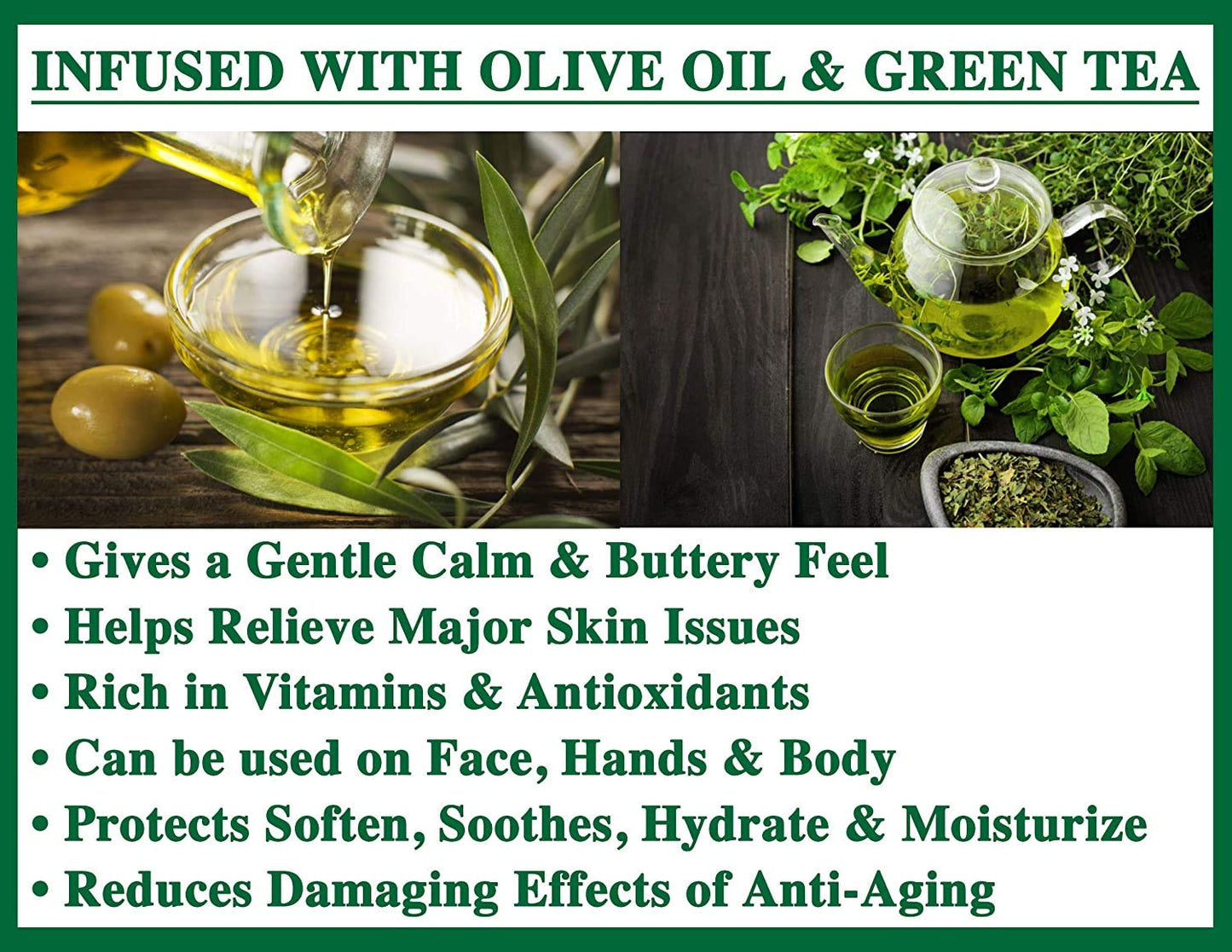 Olivia Care Premium Green Tea Bath & Body Bar Soap | Organic, Vegan & Natural | Olive Oil | Repairs, Hydrates, Moisturizes & Deep Cleans | Good Beauty & Personal Care Olivia Care