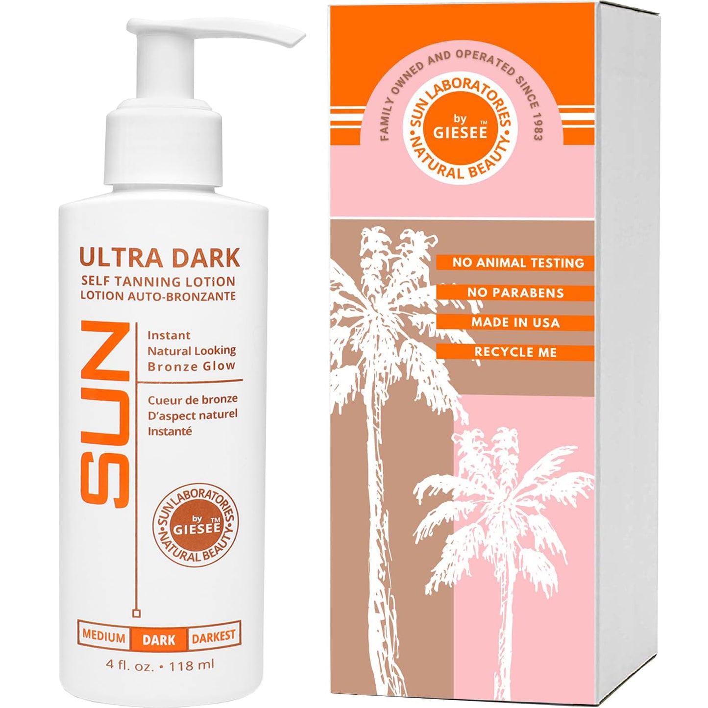 Sun Laboratories By Ultra Dark Self Tanning Lotion 4 oz - Organic Sunless Tanner for Dark Tones, Long Lasting Sun Labs Sun Self Tanner, Ideal Beauty & Personal Care Sun Laboratories by Giesee
