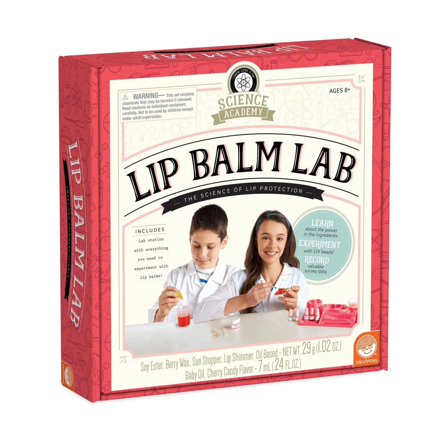 MindWare Science Academy Lip Balm Lab Kit | Includes 18pcs for DIY Lip Balms to Teach Kids & Teens Cosmetic Chemistry Beauty & Personal Care MindWare