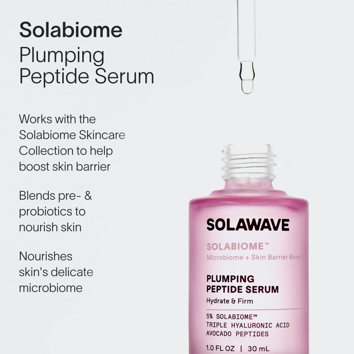 Solawave Plumping Peptide Lifting Serum with Triple Hyaluronic Acid, Probiotics, Avocado Vegan Peptides for Collagen and Radiant Complexion Beauty & Personal Care Solawave