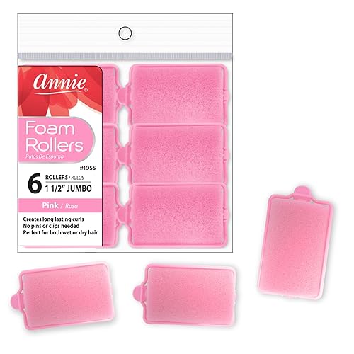 Annie Classic Foam Cushion Rollers #1055, 6 Count Pink Jumbo 1-1/2 Inch Beauty & Personal Care Annie