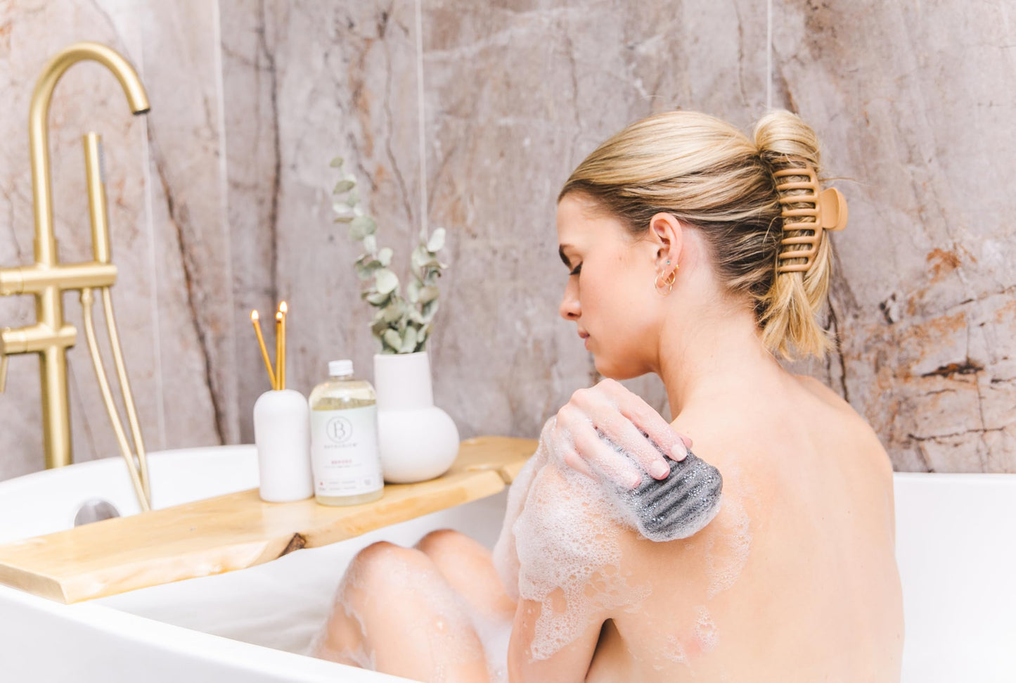 Bathorium Konjac Bamboo Charcoal Body Sponge, Natural Exfoliating & Cleansing Sponge, 100% Plant-Based, Ideal for Sensitive Skin & Daily Use, 1 Sponge Beauty & Personal Care Bathorium