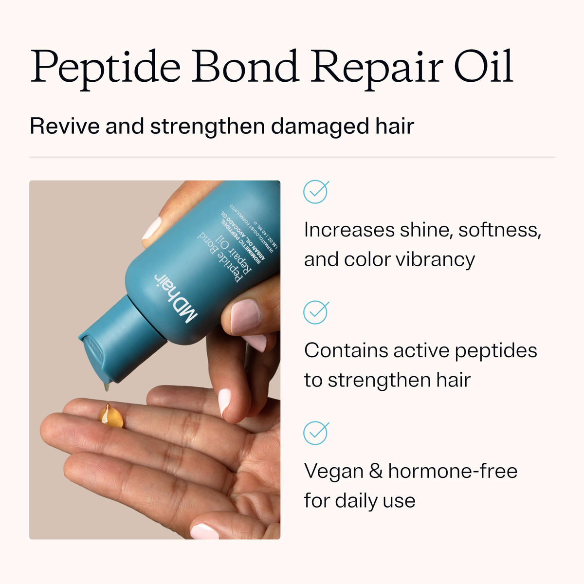 MDhair Peptide Bond Repair Oil - Lightweight Bonding Oil for Damaged Hair