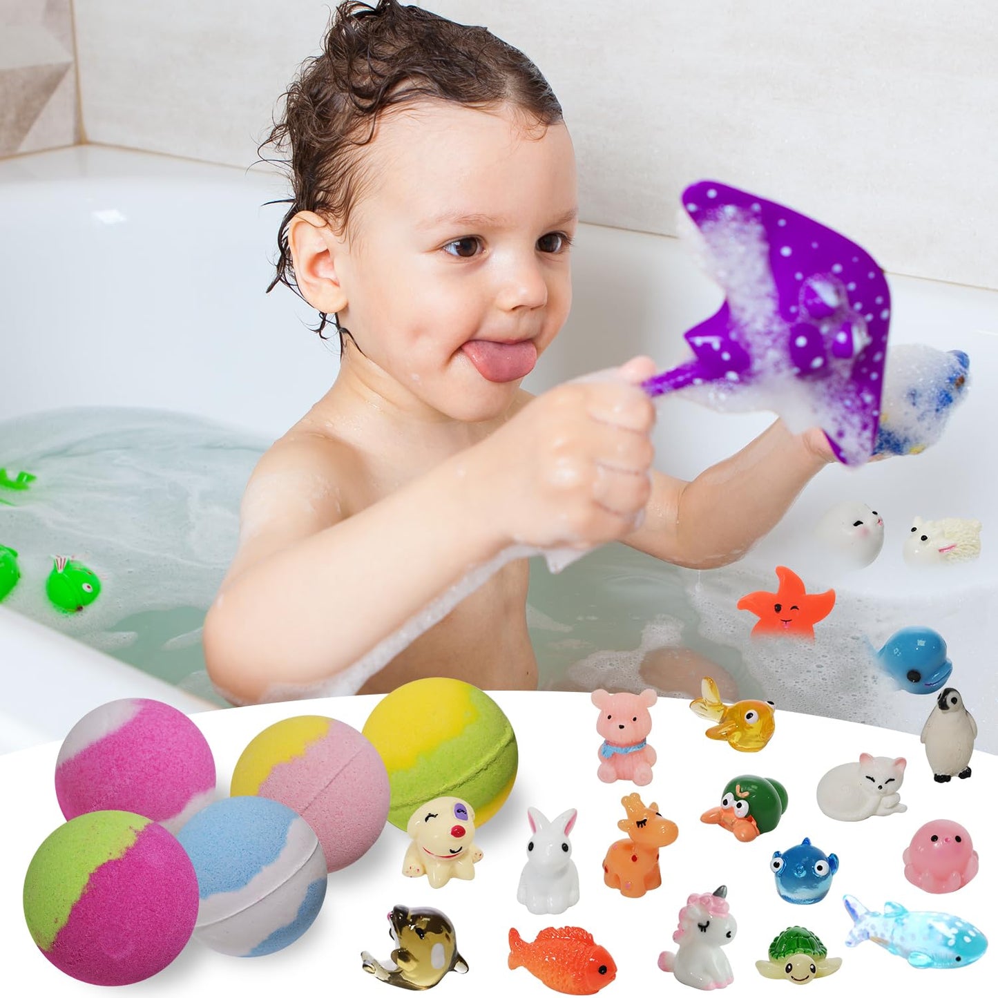 Bath Bombs for Kids with Toys Inside for Girls Boys - 30 Pack Bath Bombs Gift Set with Surprise, Kids Safe Bubble Bath Fizzy Balls Halloween… Beauty & Personal Care Excalla