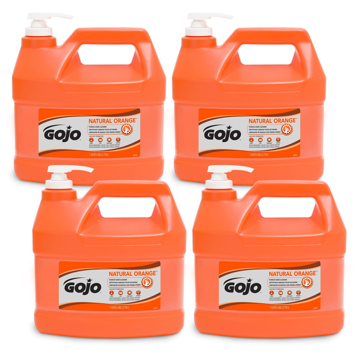GOJO Natural Orange Pumice Hand Cleaner, 1 Gallon Quick Acting Lotion with Pump Bottle (Pack of 4) - 0955-04 Beauty & Personal Care GOJO