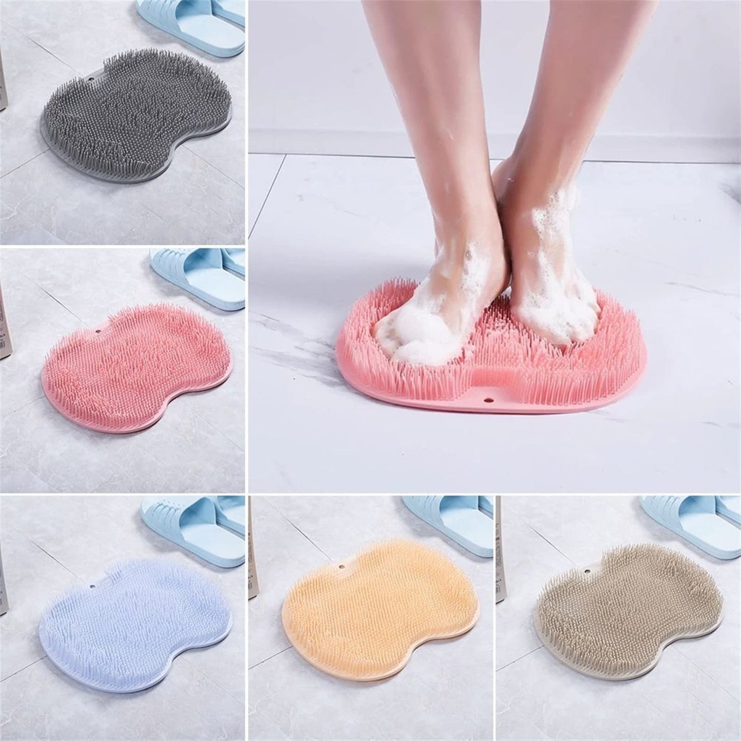 MENGKK Bath Loofahs Foot Scrubber Wash Brush Bath Pad Rub Back Sucker Bathroom Non-Slip Massage Shower Cleaning Tool(Brown) Beauty and Personal Care MENGKK