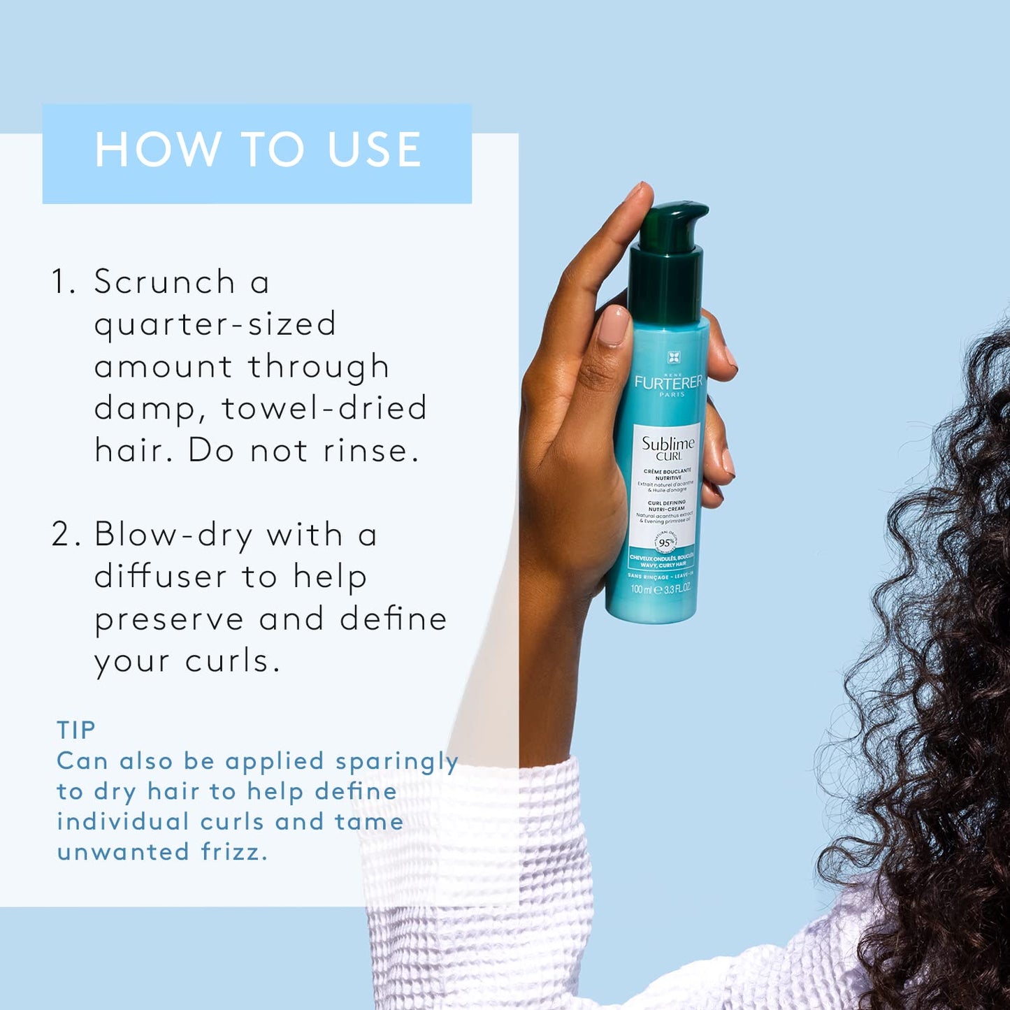 René Furterer SUBLIME CURL Curl Nutri-Activating Cream - For Curly, Wavy Hair - Curl Enhancing Leave-In - Humidity & Frizz Control - 3.3 fl. oz. Beauty & Personal Care René Furterer