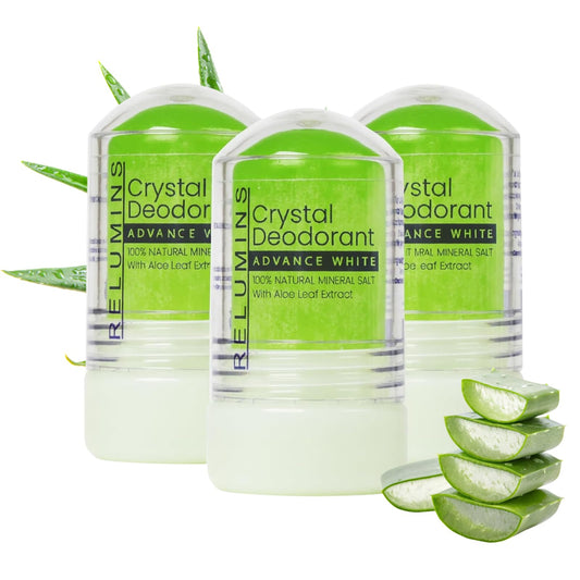 Relumins Aloe Vera Crystal Deodorant, for a Glowing Summer Skin, All-Natural Mineral Salt Roll-On, Non-Staining, Non-Irritating, Aluminum-Free Beauty and Personal Care Relumins