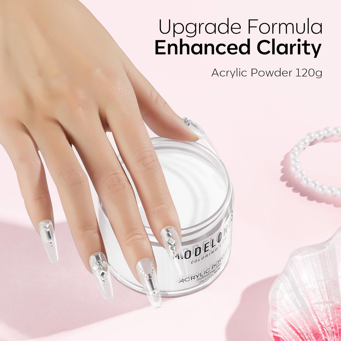 Modelones Clear Acrylic Powder, 4.23oz Acrylic Powder Large Capacity Professional Acrylic Nail Powder Polymer for 3D French Nail Manicure Extension Beauty & Personal Care modelones