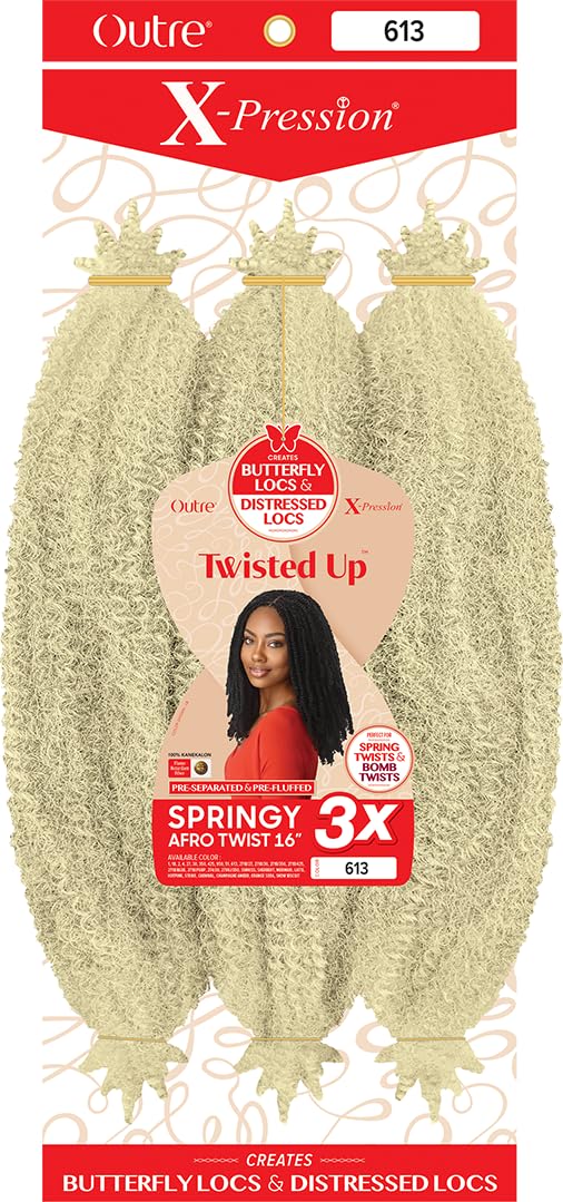 Outre X-Pression - Twisted Up - Springy Afro Twist 16" 3X (5 Pack, PLATINUM BLONDE 613)