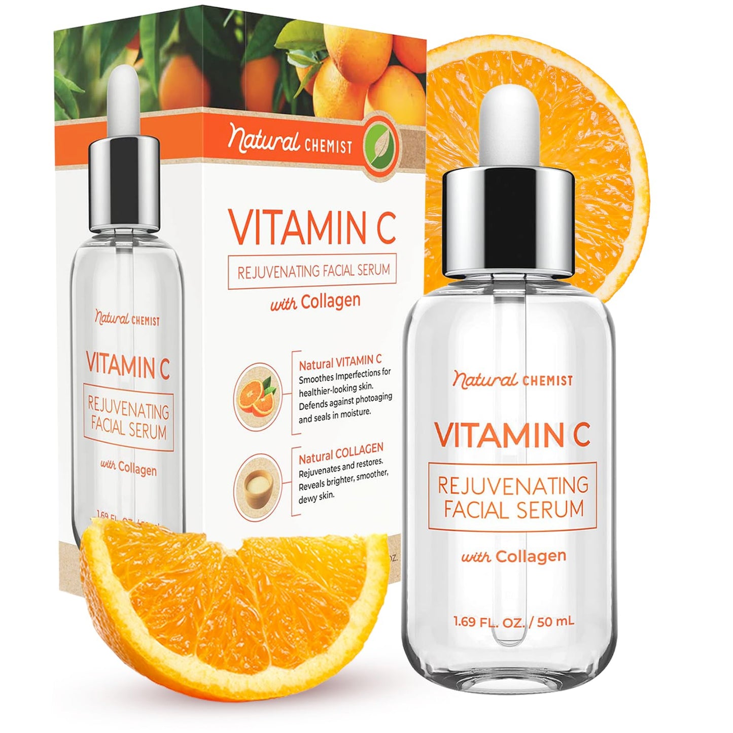 Natural Chemist Vitamin C Serum With Collagen - Dermatologist Tested, Skin Brightening, Anti-Aging, Acne Treatment, Fades Dark Spots, Cruelty Free Beauty & Personal Care Natural Chemist