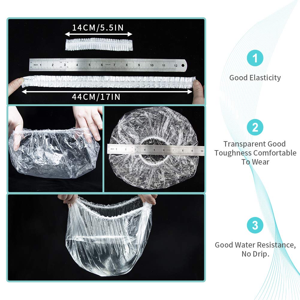 50PCS Disposable Shower Caps, Plastic Clear Thickening Bath Hair Cap and Thick Waterproof Bath Caps for Hair Treatment, Spa, Hotel and Hair Solon Beauty & Personal Care AIDIQIU
