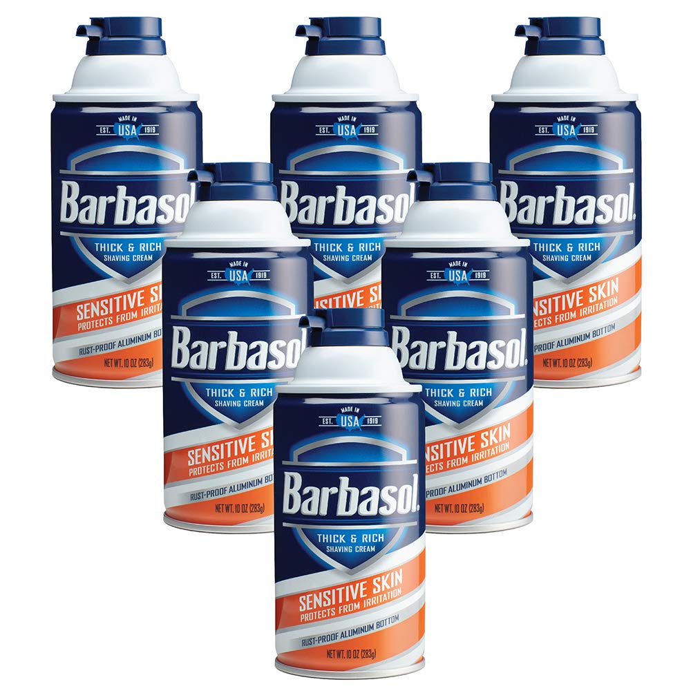 Barbasol Sensitive Skin Thick and Rich Shaving Cream for Men, 10 oz., Pack of 6 Beauty and Personal Care Barbasol