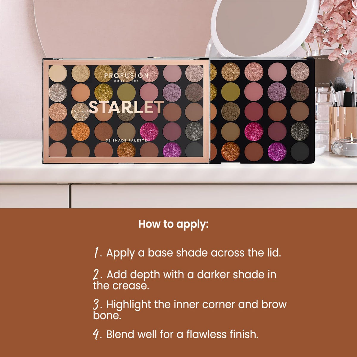 Profusion Cosmetics 35 Shade Starlet Eyeshadow Palette, Multi Finish Golden Neutrals, and Glamorous Glitter Hues for Achieve Stunning Vibrant Eye… Beauty & Personal Care Profusion Cosmetics