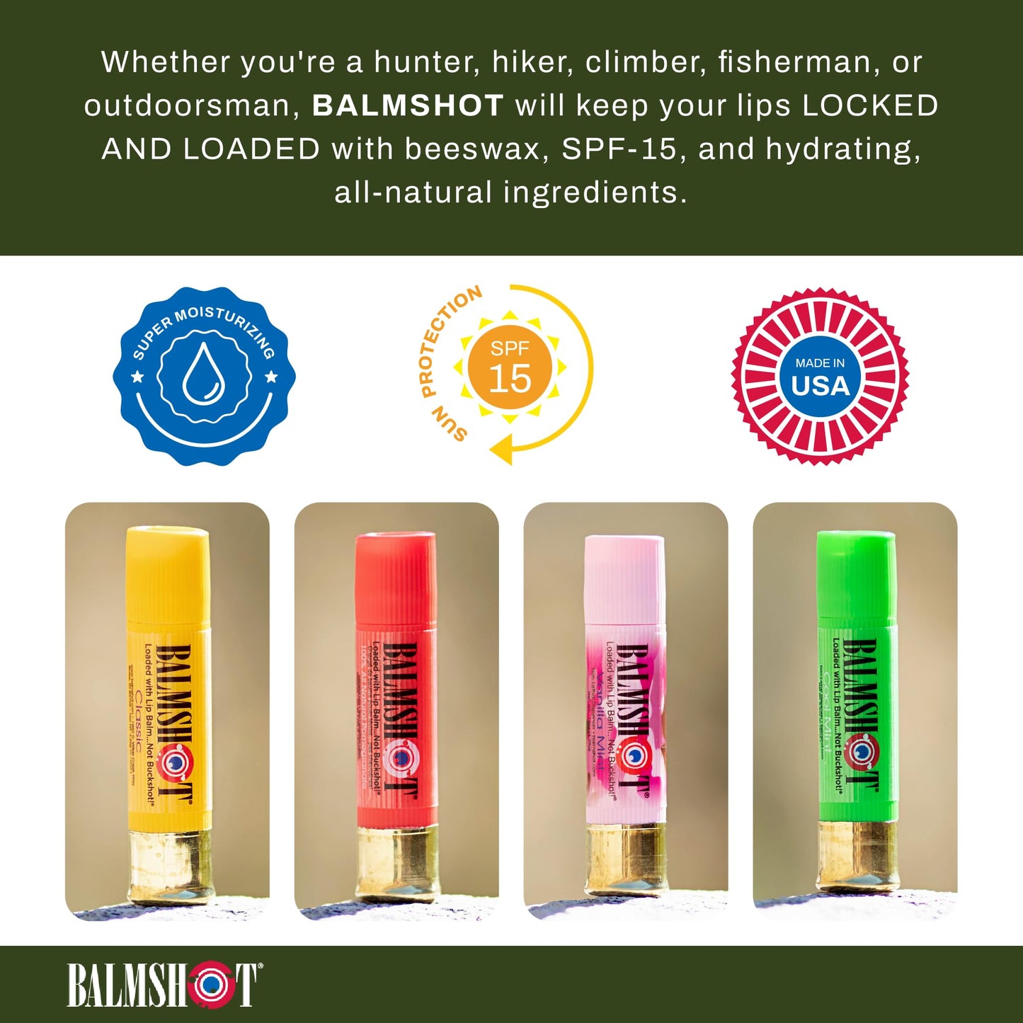 BALMSHOT Lip Balm 4 Pack Beauty & Personal Care Balmshot