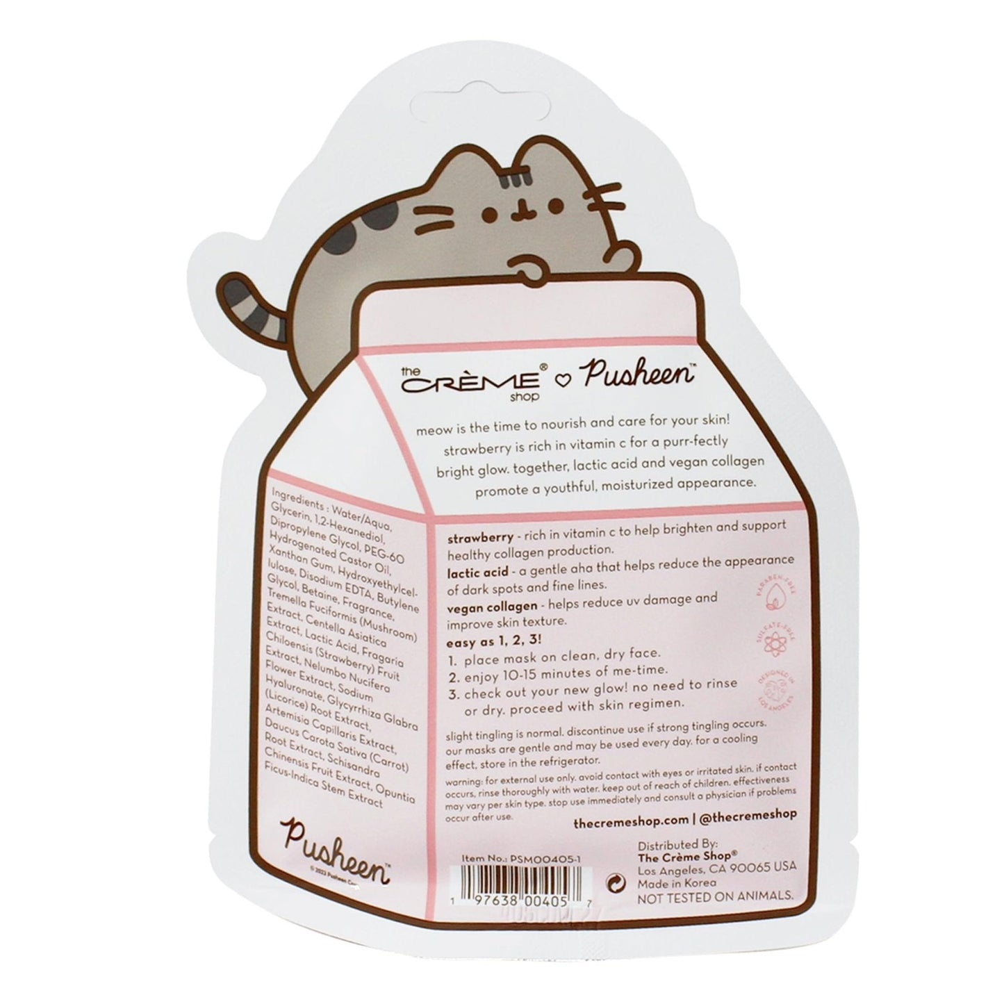 The Crème Shop x Pusheen Printed Essence Sheet Mask - Formulated with Collagen, Lactic Acid, and Strawberry for Glowing, Moisturized Skin (Strawberry Beauty & Personal Care The Crème Shop