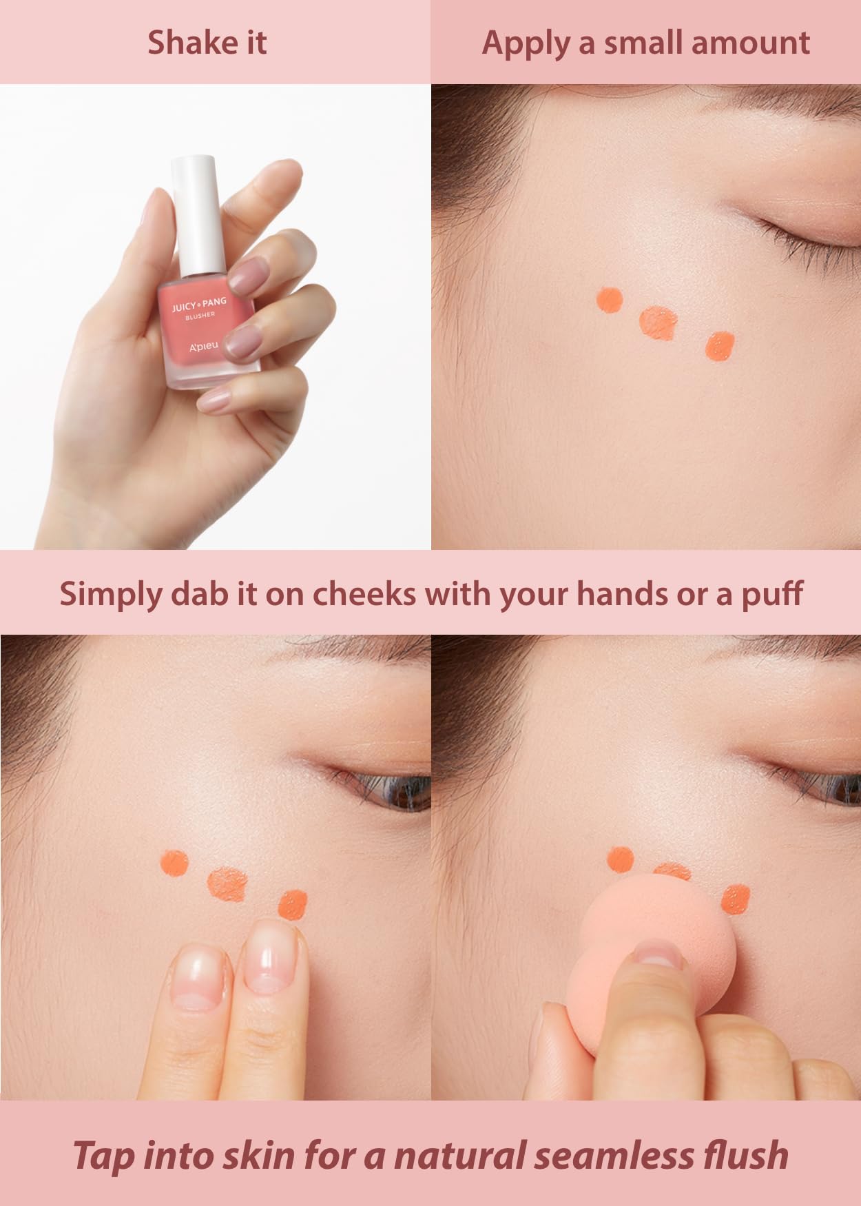 A'PIEU Juicy-Pang Water Blusher [PK03] - Fruity Liquid Blush for Cheeks, Buildable & Blendable Color, Hydrating Dewy Finish with Fruit Extract Blend Beauty & Personal Care A'PIEU