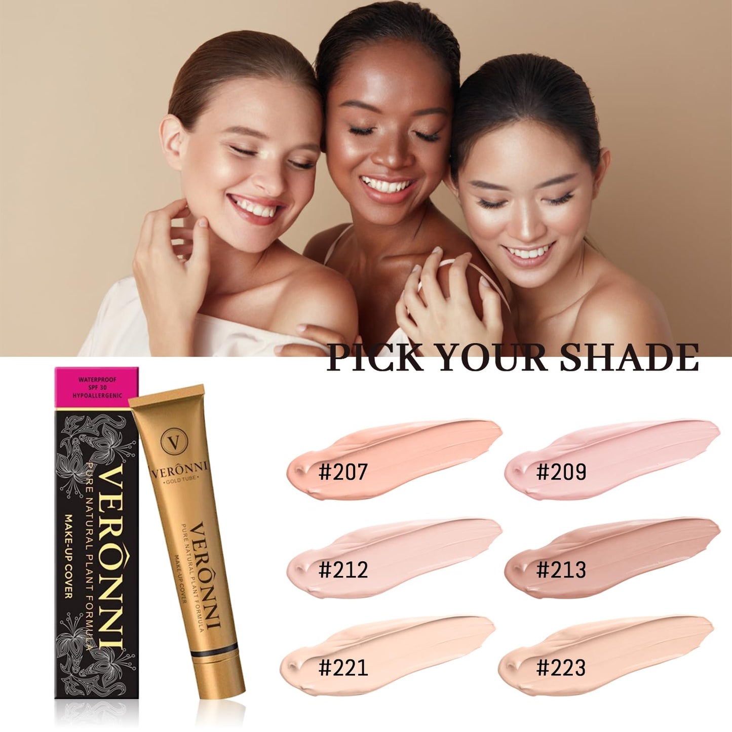 VERONNI Makeup Cover Concealer Makeup Cover Up Waterproof Foundation Amazing Scar Make Up Concealer SPF 30 1.1OZ/30g (209) Beauty & Personal Care VERONNI