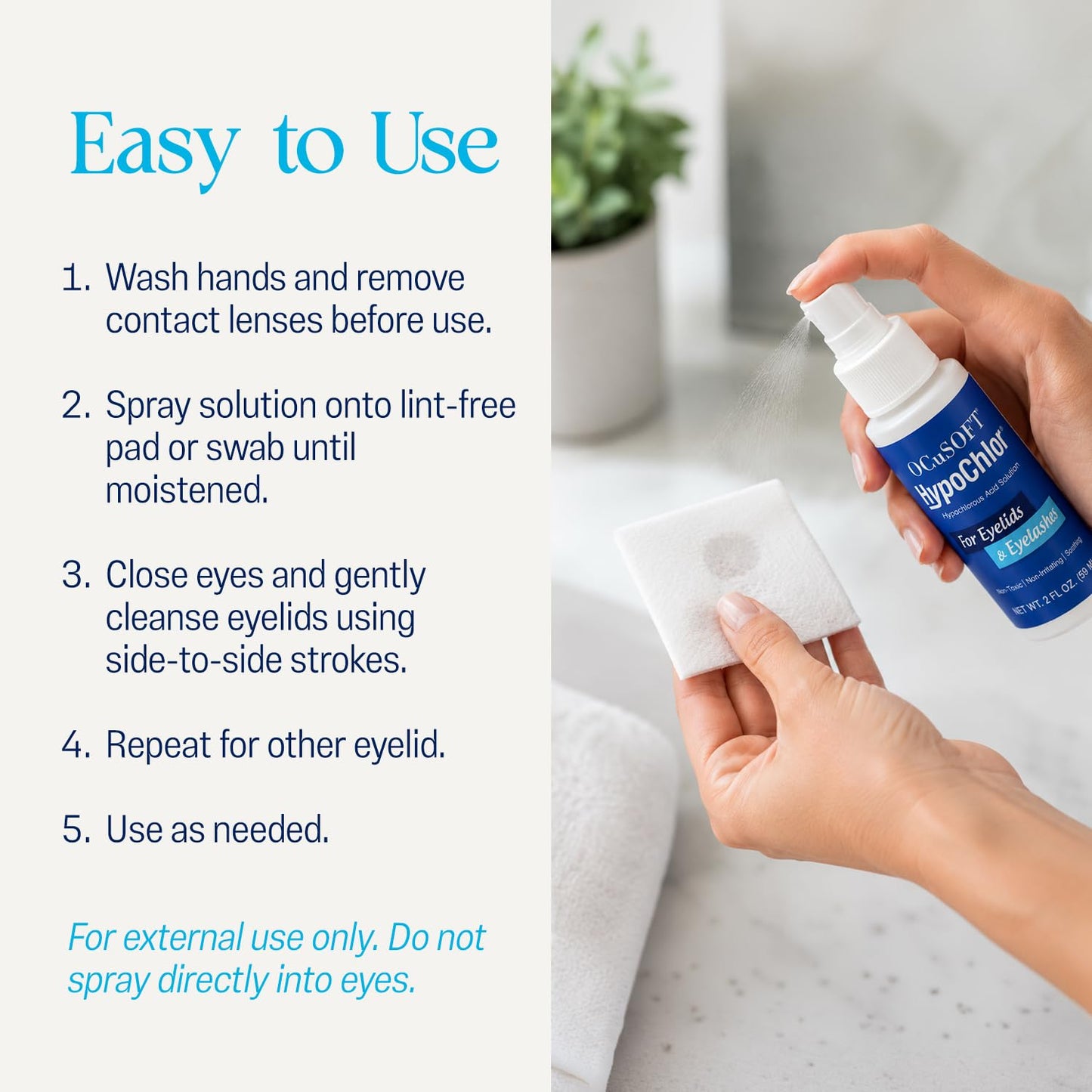 OCuSOFT HypoChlor Spray - Non-Irritating Hypochlorous Acid Spray & Eyelid Cleanser Solution to Remove Oil & Debris- 2 fl oz Beauty and Personal Care OCuSOFT