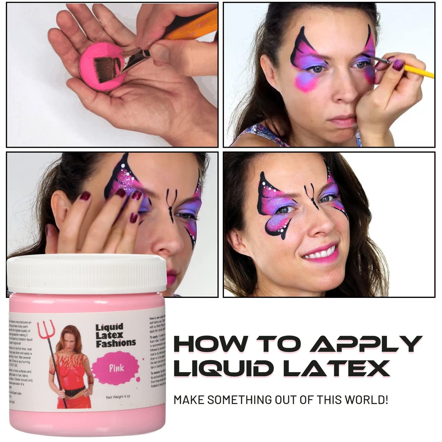 Pink 4 Oz - Liquid Latex Body Paint, Ammonia Free No Odor, Easy On and Off, Cosplay Makeup, Creates Professional Monster, Zombie Arts Beauty & Personal Care Liquid Latex Fashions
