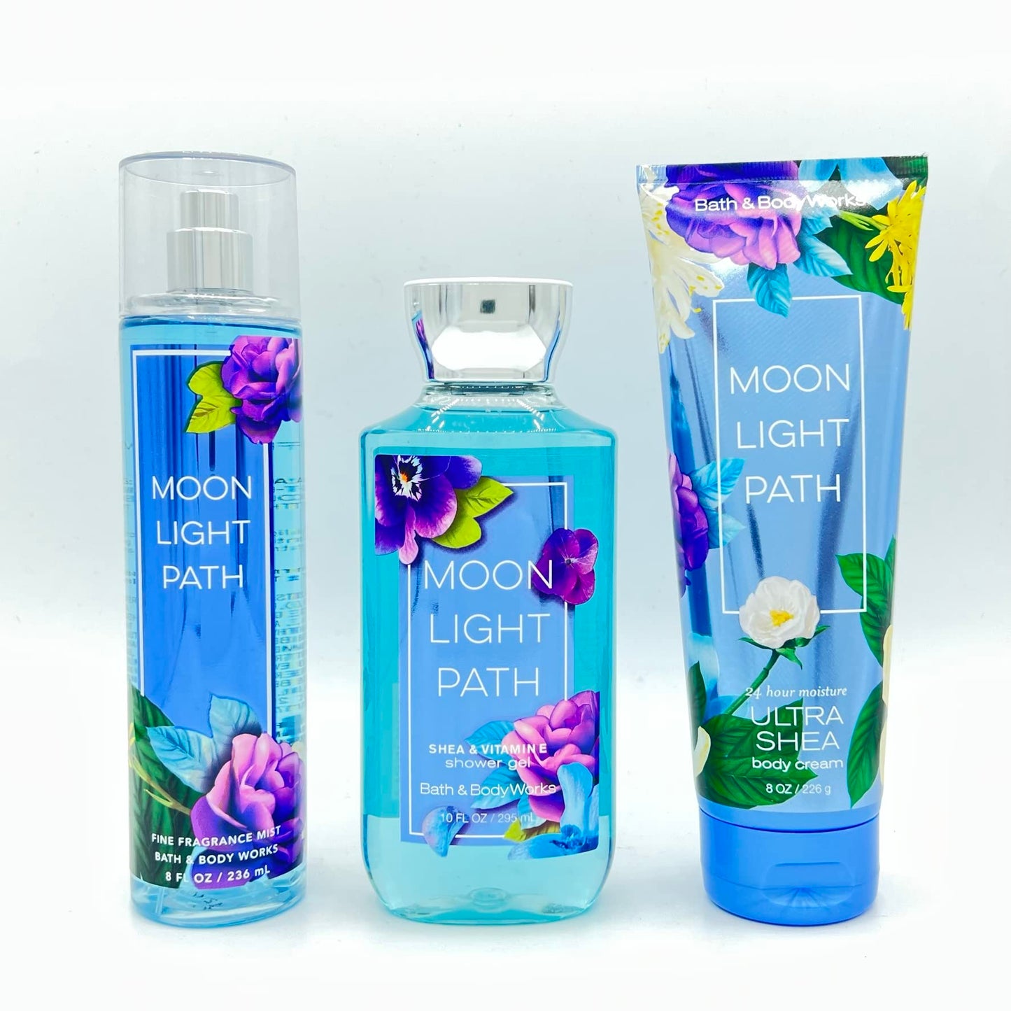 Bath & Body Works Moonlight Path Body Set - Shower Gel 10 Fl Oz, Fine Fragrance Mist 8 Fl Oz & Body Cream 8 Fl Oz Beauty and Personal Care Bath & Body Works
