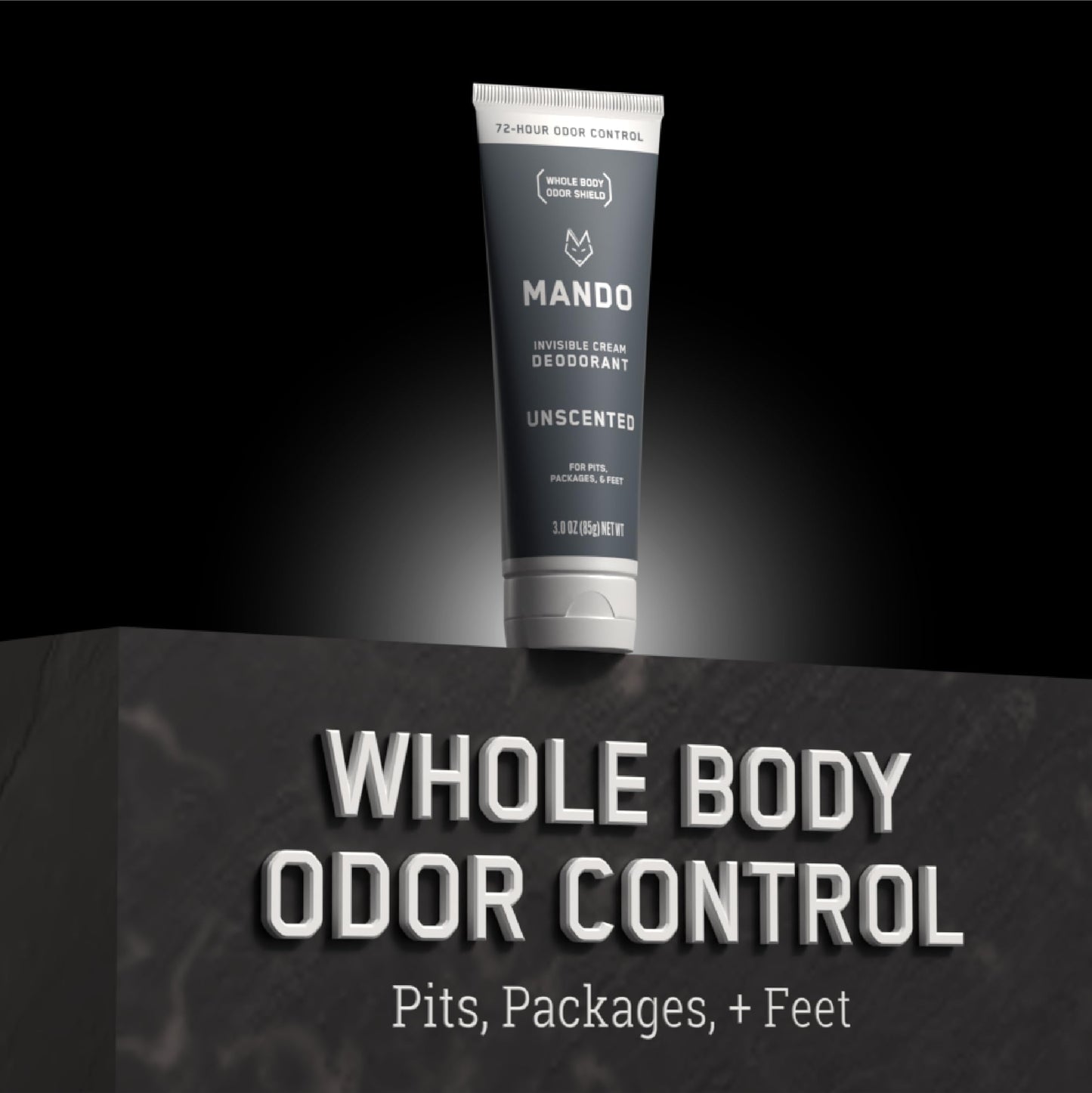 Mando Whole Body Deodorant For Men - Invisible Cream - 72 Hour Odor Control - Aluminum Free, Baking Soda Free, Skin Safe - 3 Ounce Tube (Unscented) Beauty and Personal Care Mando