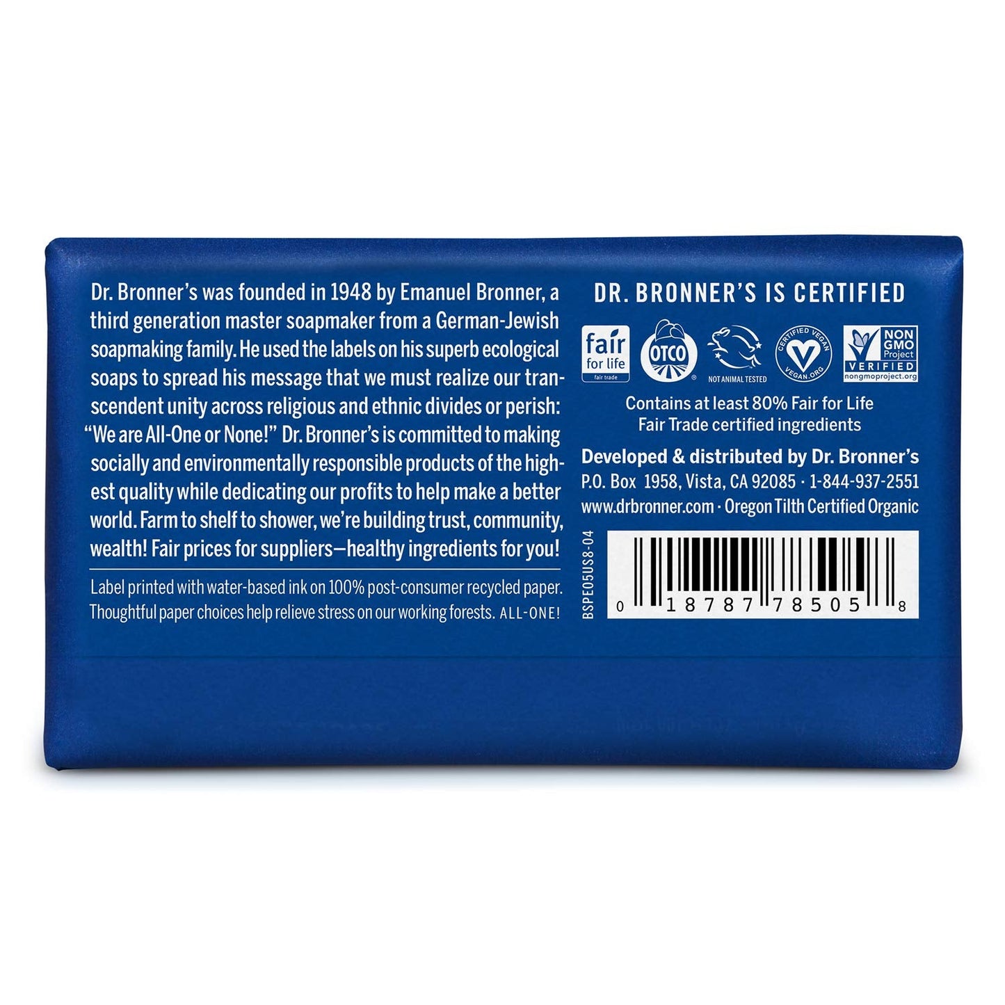 Dr. Bronner’s - Pure-Castile Bar Soap (Peppermint, 5 ounce, 8-Pack) - Made with Organic Oils, For Face, Body and Hair, Gentle and Moisturizing Beauty & Personal Care Dr. Bronner's