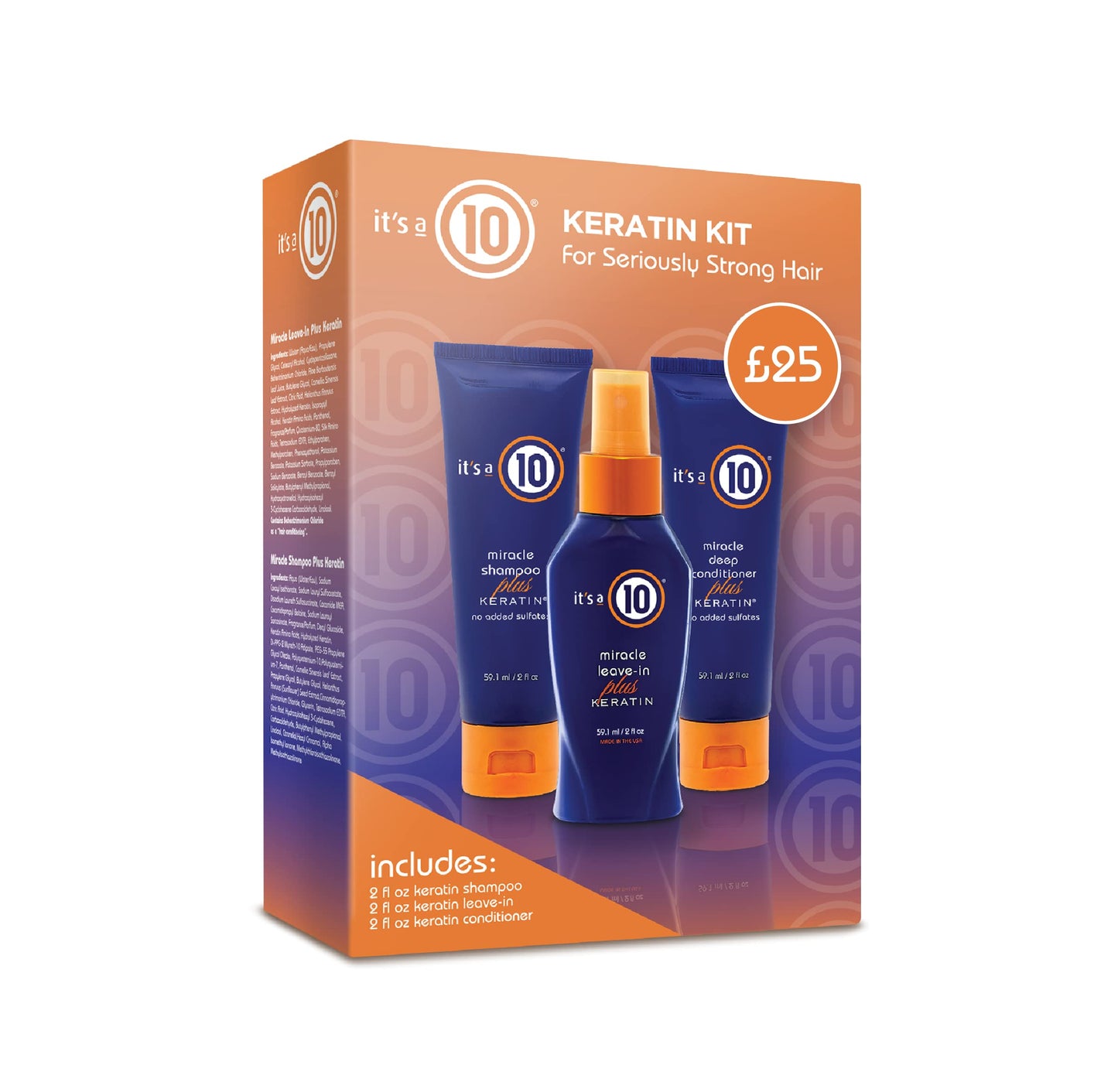 It's a 10 Haircare Miracle Leave-In Plus Keratin Travel Set - 1 x 60 ml Shampoo 1 x Miracle Leave-in 1 x Deep Conditioner Beauty & Personal Care It's a 10 Haircare