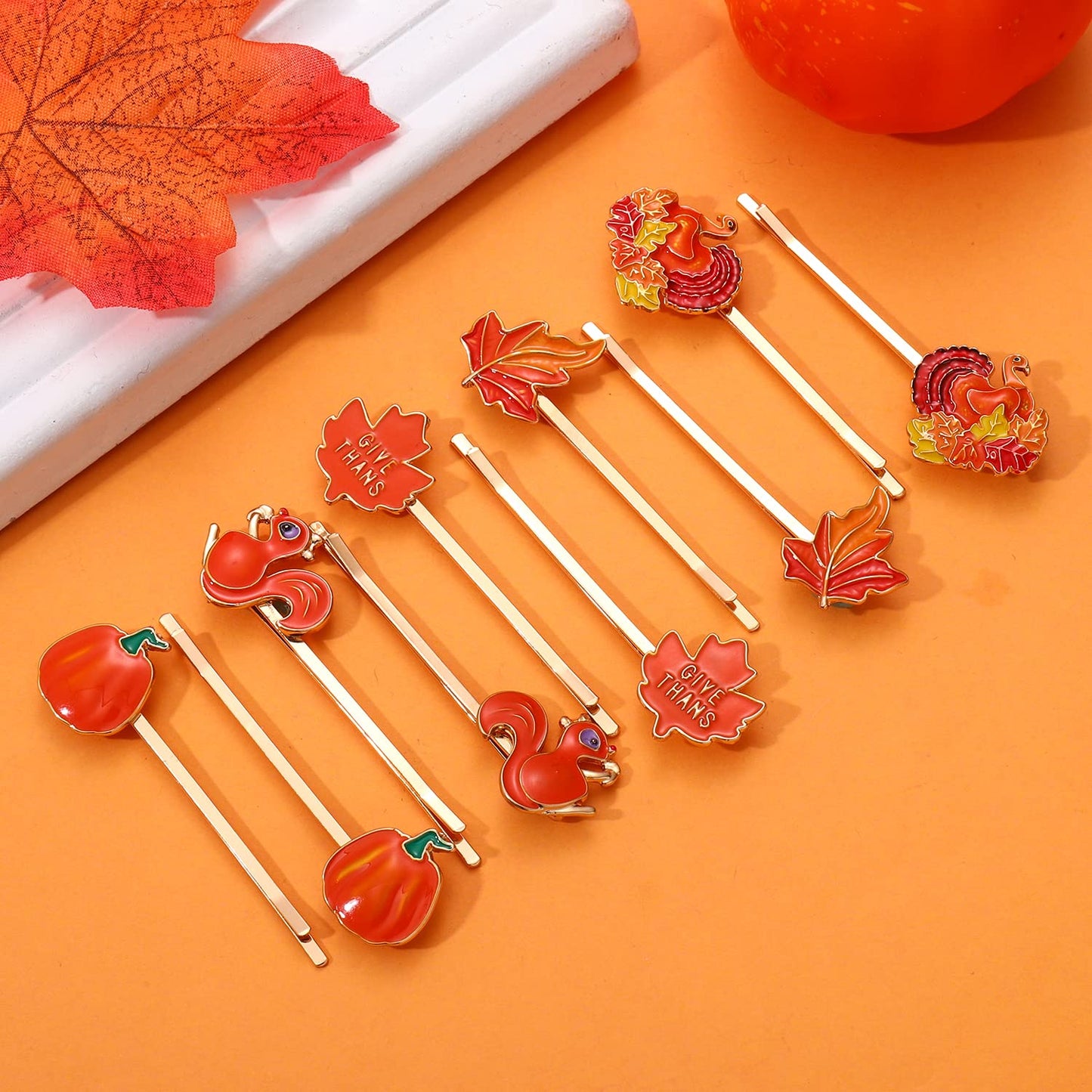 Thanksgiving Fall Hair Clips for Women Enamel Harvest Pumpkin Maple Leaf Turkey Hairpins Cute Autumn Holiday Hair Accessory Costume Party Favors Gifts Beauty & Personal Care CEALXHENY
