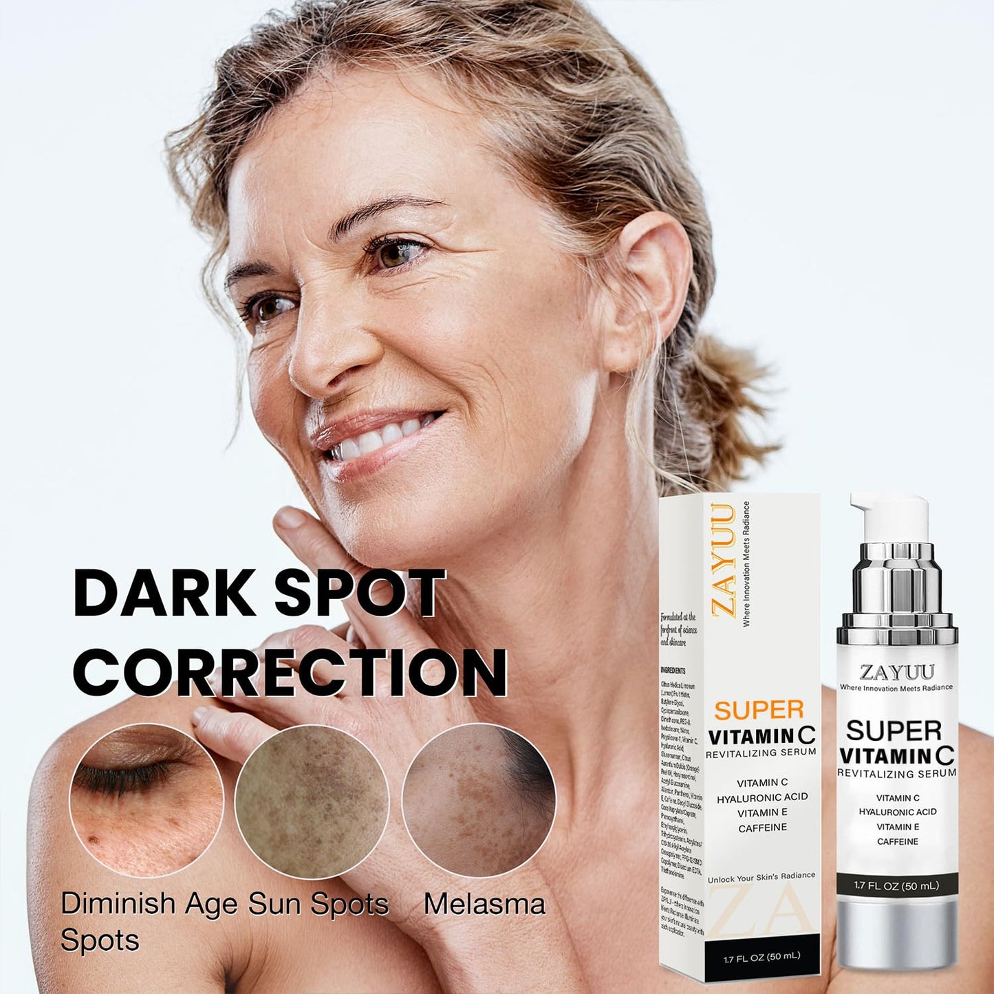 Super Vitamin C Face Serum for Mature Skin: Hydrating Brightening Formula - Vitamin C, Hyaluronic Acid, Vitamin E, Caffeine - Face Lift Serum Beauty & Personal Care ZAYUU