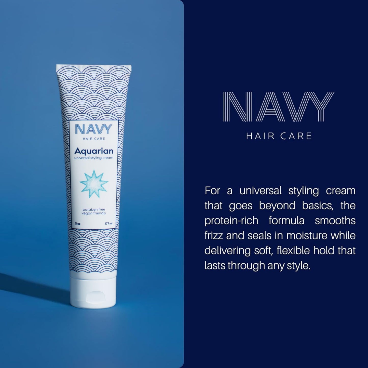 NAVY HAIR CARE Aquarian 3-in-1 Styling Cream | Lightweight Smoothing Leave-In, Heat Protectant & Curl Defining Cream | Anti-Frizz, UV Protection Beauty & Personal Care NAVY HAIR CARE