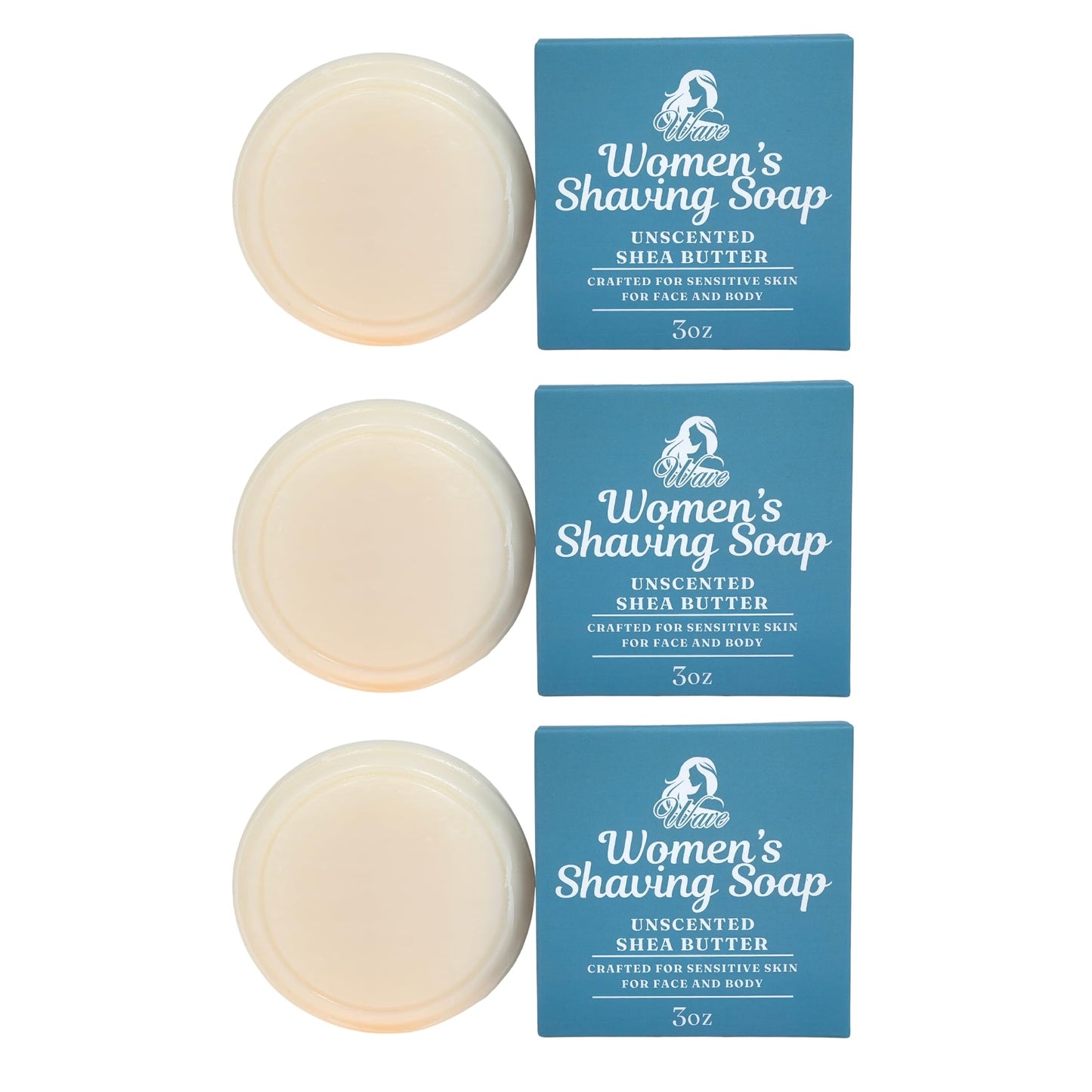 All Natural Shave Soap Set, Fragrance Free Shaving Soap with Shea Butter for Sensitive Skin (3 Pack) (Pack of 3, Womens Unscented) Beauty and Personal Care G.B.S