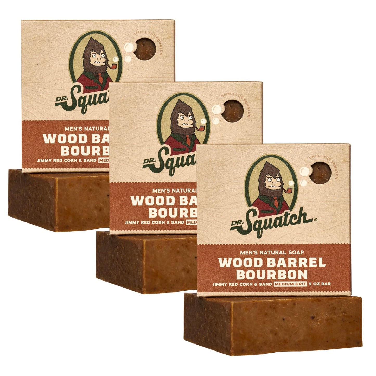 Dr. Squatch Natural Men’s Bar Soap - Cold Process Body Soap Bar with Natural Oils - Gifts for Men - Wood Barrel Bourbon (5 oz, 3-Pack) Beauty and Personal Care Dr. Squatch Default Title