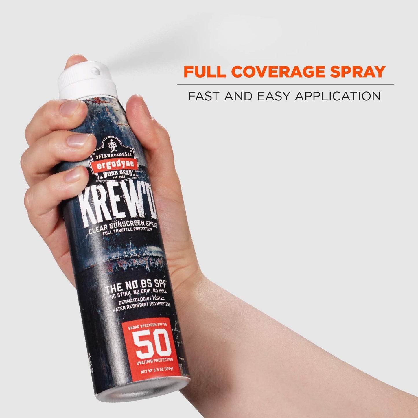 Ergodyne KREW'D 6353 Sunscreen Spray, Broad Spectrum SPF 50, Water Resistant, 5.5 oz, 12-Pack Beauty & Personal Care Ergodyne