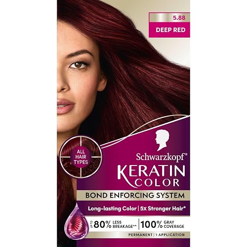 Schwarzkopf Keratin Color Permanent Hair Color, 5.88 Deep Red, 1 Application - Professionally Inspired Permanent Hair Dye, for up to 80% Less Breakage Beauty & Personal Care Schwarzkopf
