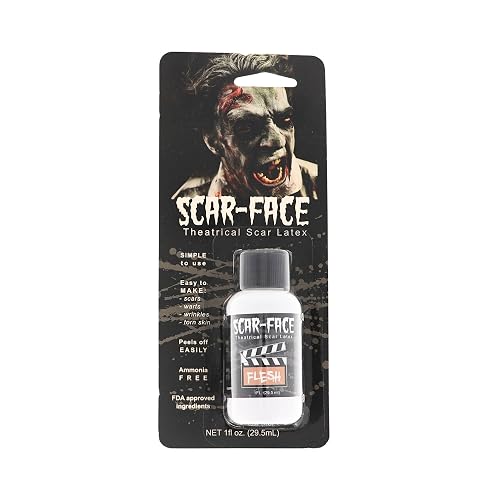 Flesh Scar Face Theatrical Liquid Latex 1 oz - Body Paint, Ammonia Free Ideal for Art, Halloween, Theater, Parties, and Cosplay Beauty & Personal Care Liquid Latex Fashions