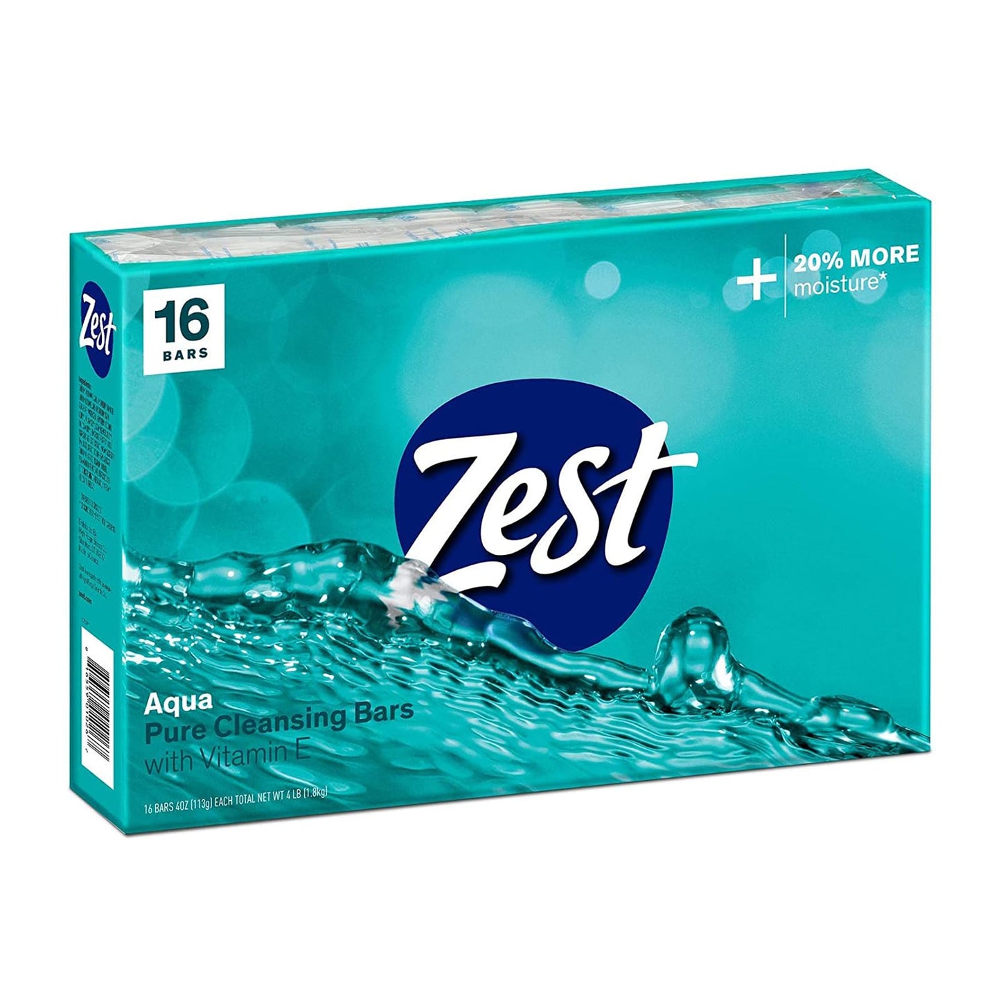 Zest Bar Soap - Enriched with Vitamin E - Moisturizing Body Soap - Gentle Soap - Paraben-Free Soap Bar - Suitable for All Skin Types - Aqua - 16 Pc Beauty & Personal Care Zest