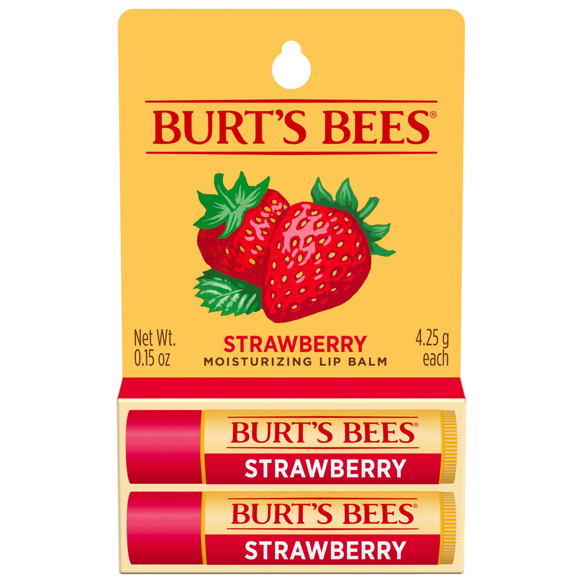 Burt's Bees Lip Balm - Strawberry, Lip Moisturizer With Responsibly Sourced Beeswax, Tint-Free, Natural Origin Conditioning Treatment, 2 Tubes, 0.15 Beauty & Personal Care Burt's Bees
