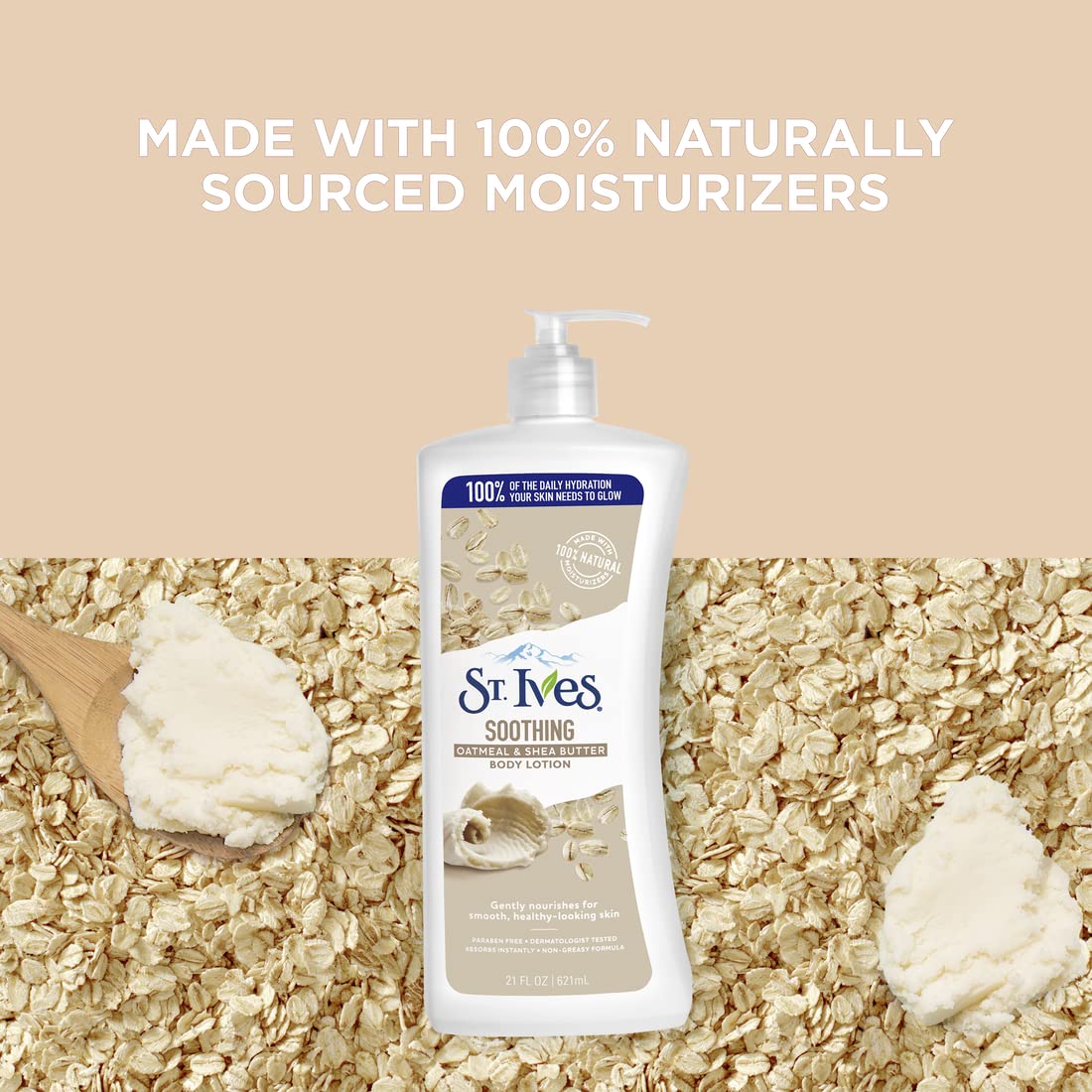 St. Ives Soothing Hand & Body Lotion for Women with Pump, Daily Moisturizer Oatmeal and Shea Butter for Dry Skin, Made with 100% Natural Moisturizers Beauty & Personal Care St. Ives