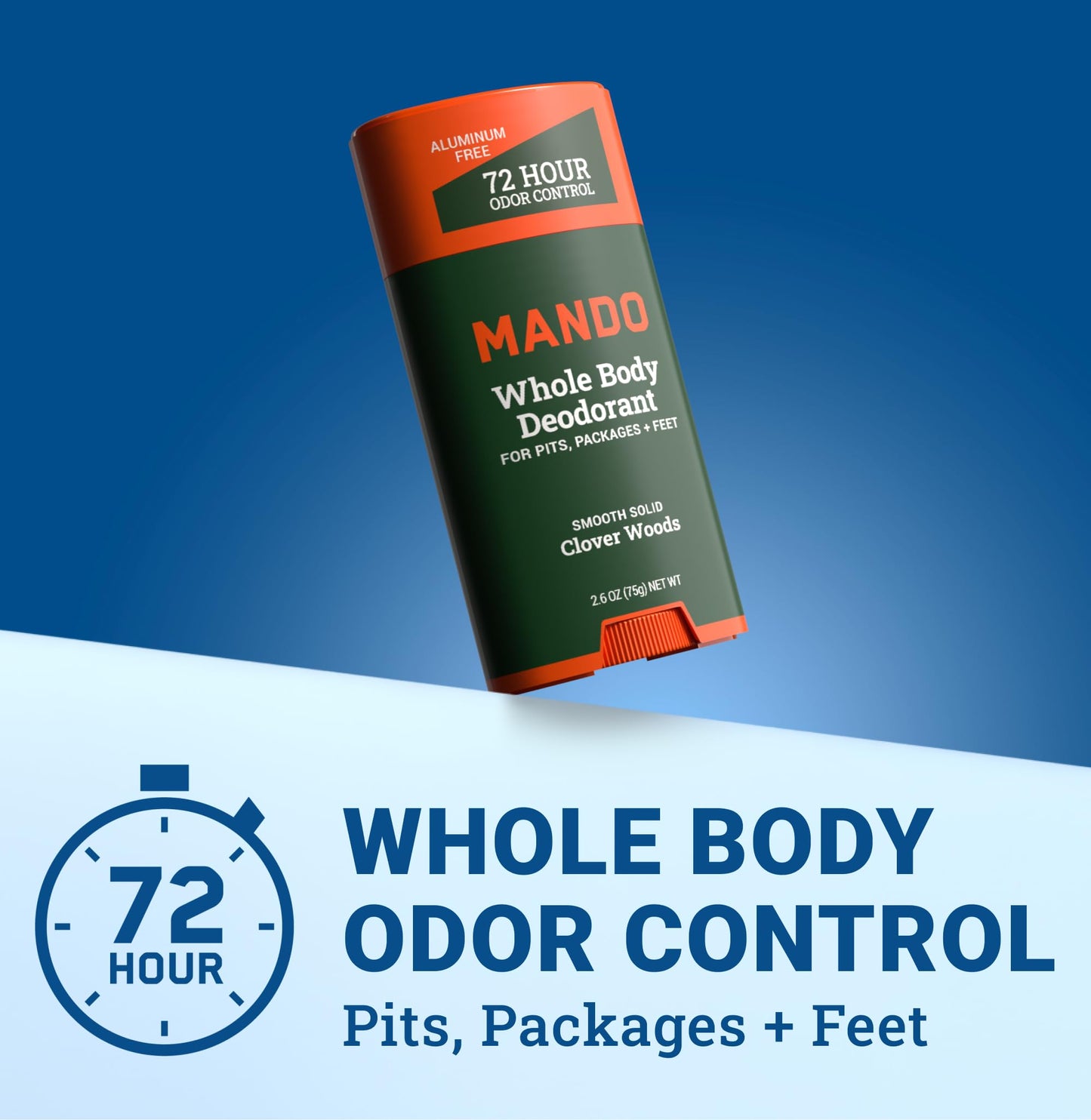 Mando Whole Body Deodorant For Men - Smooth Solid Stick - 72 Hour Odor Control - Aluminum Free, Baking Soda Free, Skin Safe - 2.6 Ounce (Pack of 2) Beauty and Personal Care Mando